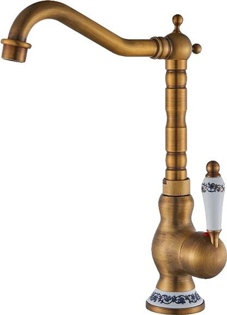 Küchen- und Badezimmerarmatur, polierte antike Oberfläche, 360¬8 drehbarer Auslauf, B hoch