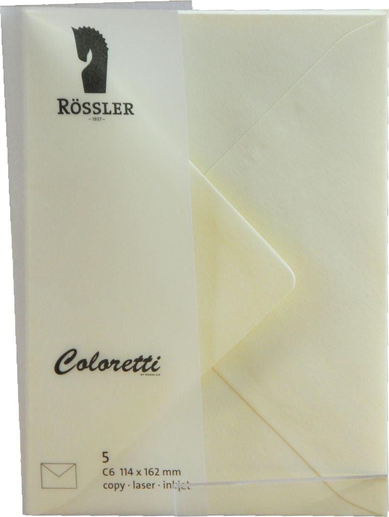 RÖSSLER Briefumschläge Coloretti creme DIN C6 5 Stück