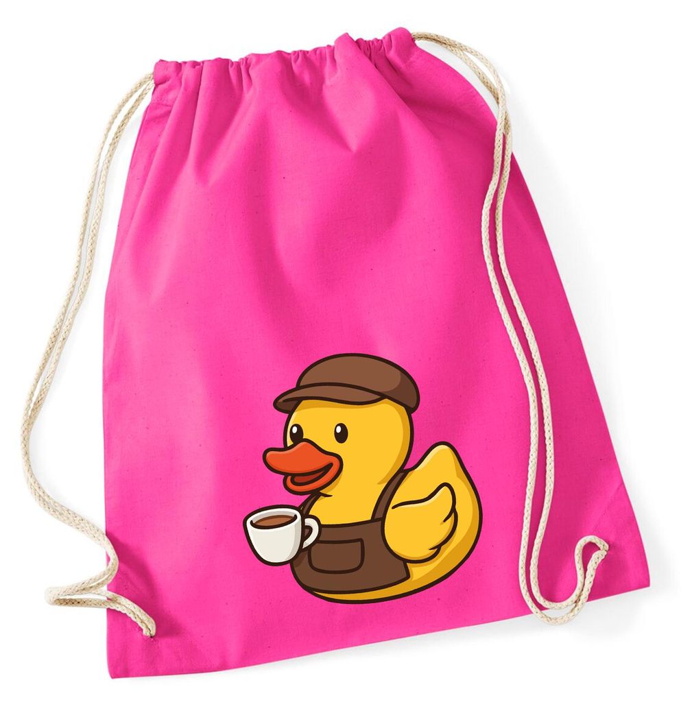 Huuraa Turnbeutel Quietscheente Barista Gummiente Barkeeper 12 Liter Fuchsia Baumwolle Rucksack Geschenkidee
