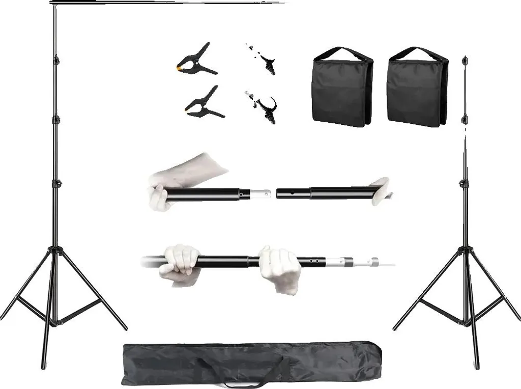 Support de fond réglable 2.6x3m portable avec sac de sable de sécurité