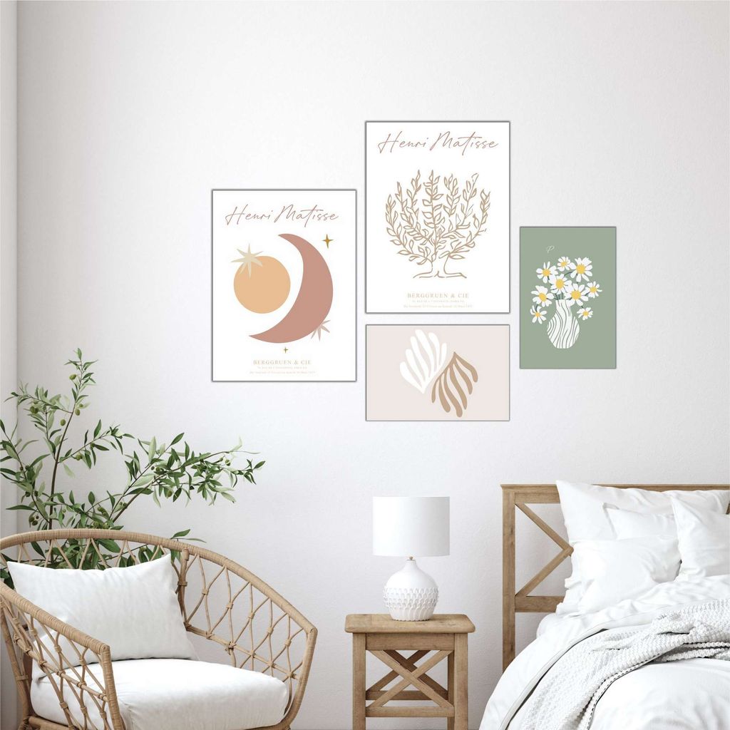 Wallity, Mdf - 00134, Dekoratives MDF-Gemälde (4 Stück), Mehrfarbig, 100 % MDF, 62 x 85 cm