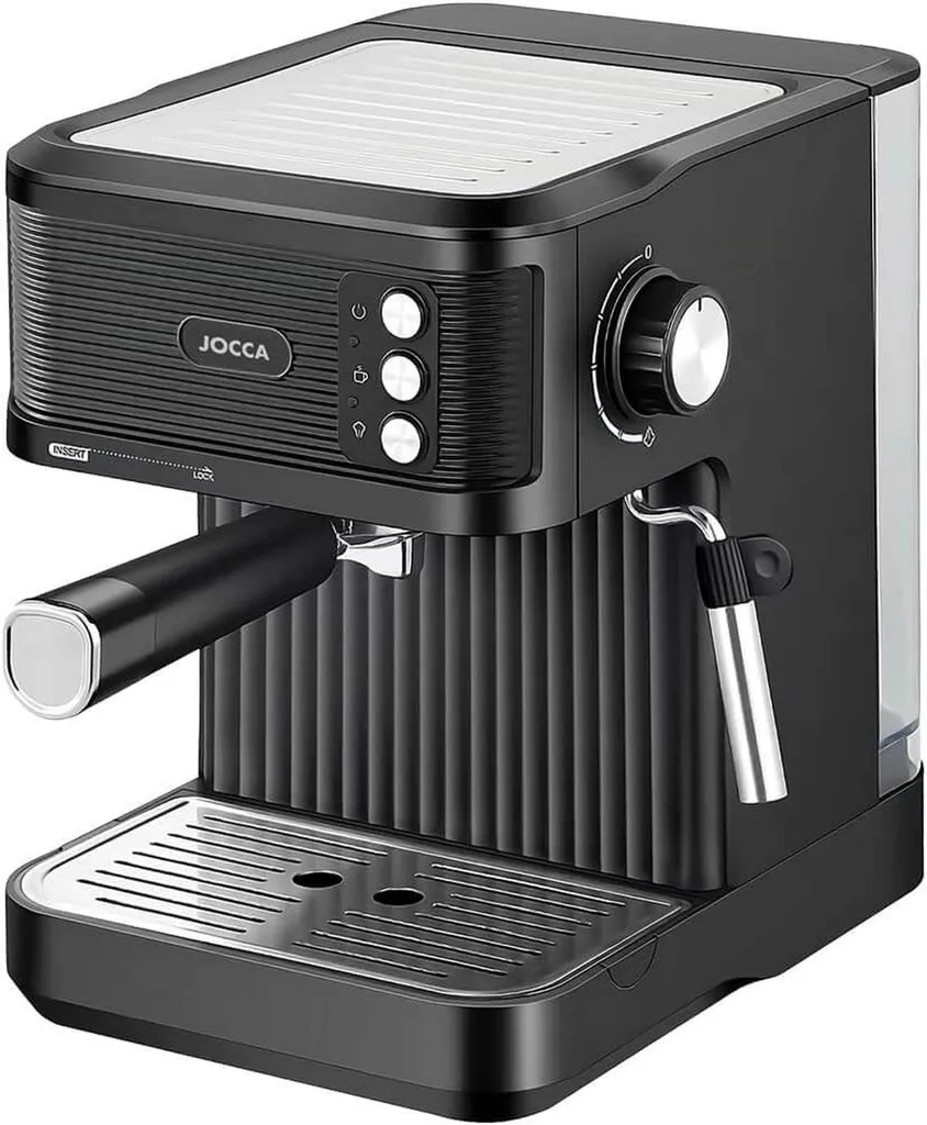 Machine à espresso Jocca 850W 20 Bar Noir avec mousseur à lait inox