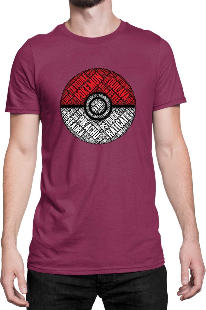 Herren T-Shirt Japan Manga Anime Comics Pokemon 044, Man XL / Burgundy