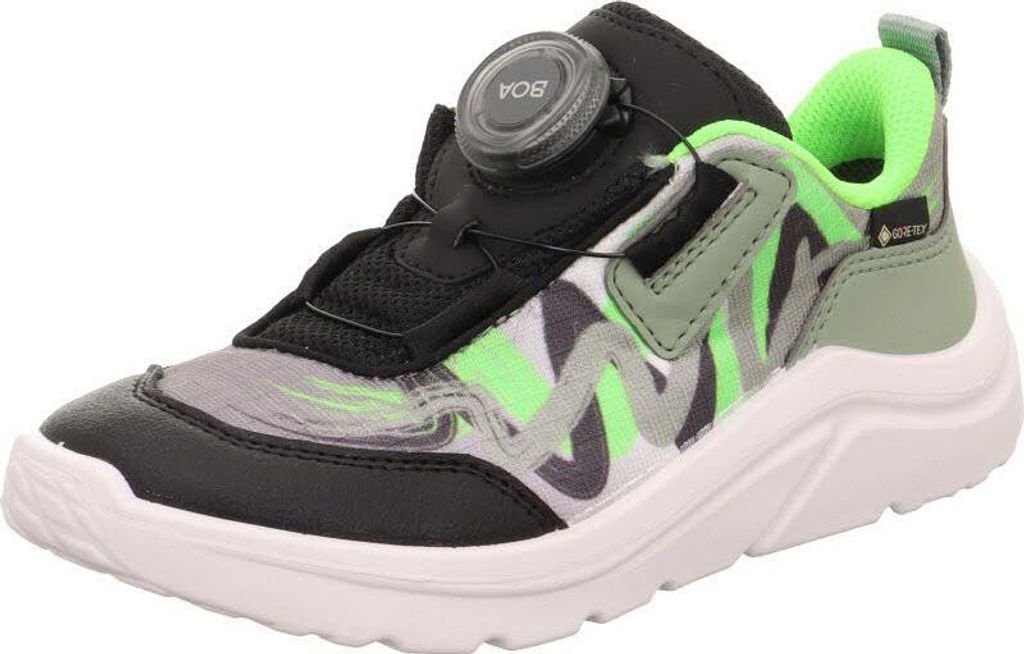 Superfit KICKS Schwarz/Hellgrün Sneaker Slipper Kinder Jungen 34
