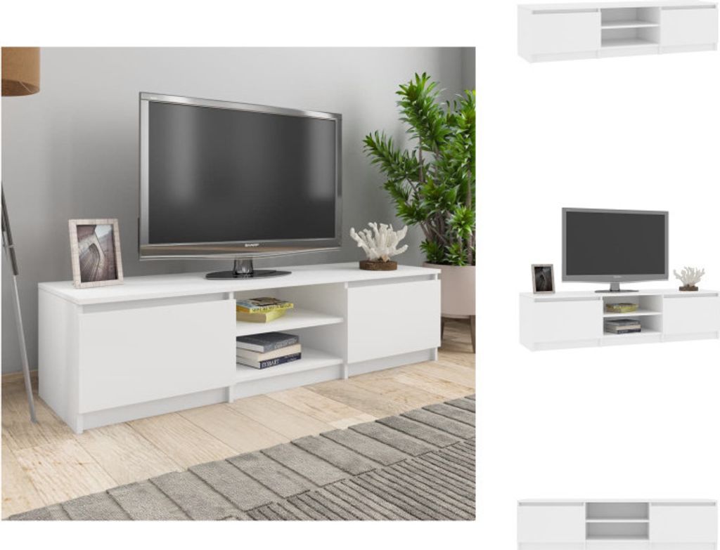 vidaXL TV-Schrank Weiß 140×40×35,5 cm Holzwerkstoff - TV-Möbel