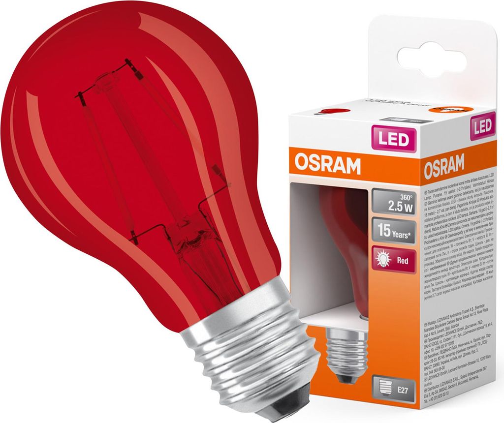 Osram STAR, 2,5 W, 7 W, E27, 45 lm, 15000 h, Rot Produktbild 