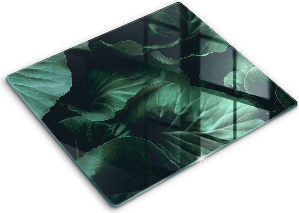 Abdeckung Glas - Küchenabdeckung - 60x52 cm - Abdeckplatte -Wilde dunkle Blätter