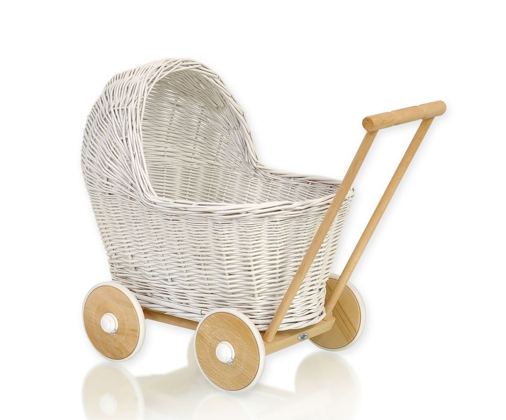Puppenwagen aus Korbgeflecht - weiß Produktbild 