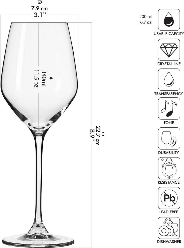 KROSNO 6x 200ml Gläser für ROT- UND WEISSWEIN SPLENDOUR Produktbild 
