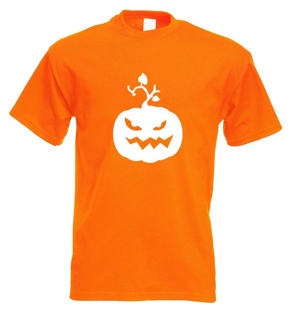 Kiwistar - T-Shirt - orange - Evil Pumpkin fies Horror Kürbis Motiv Bedruckt Funshirt Design Print - mit Motiv Bedruckt - Funshirt Design - Sport ...