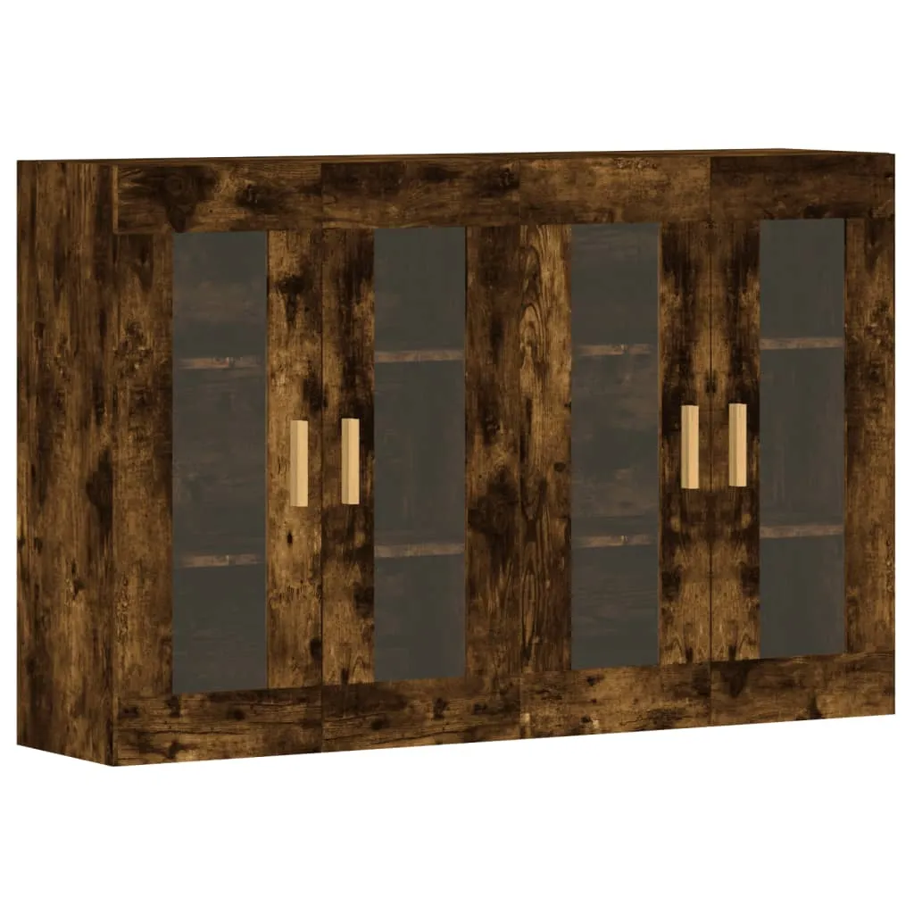 Rangement Mural Salon 2 pcs Chêne Fumé Gain de Place Bois d'Ingénierie
