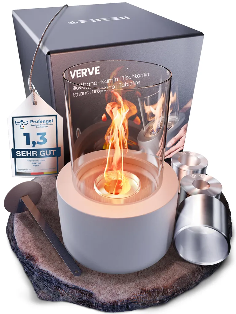 Cheminée de table Firell® VERVE en béton massif - Bioéthanol Premium