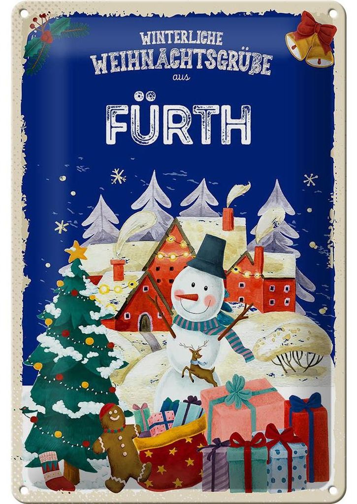 Blechschild Weihnachtsgrüße aus FÜRTH 20x30cm