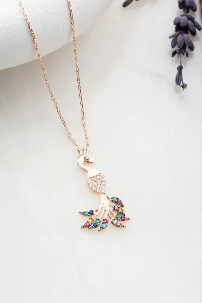 Collier Argent Paon : Idée Cadeau Femme pour Soirée et Cérémonie