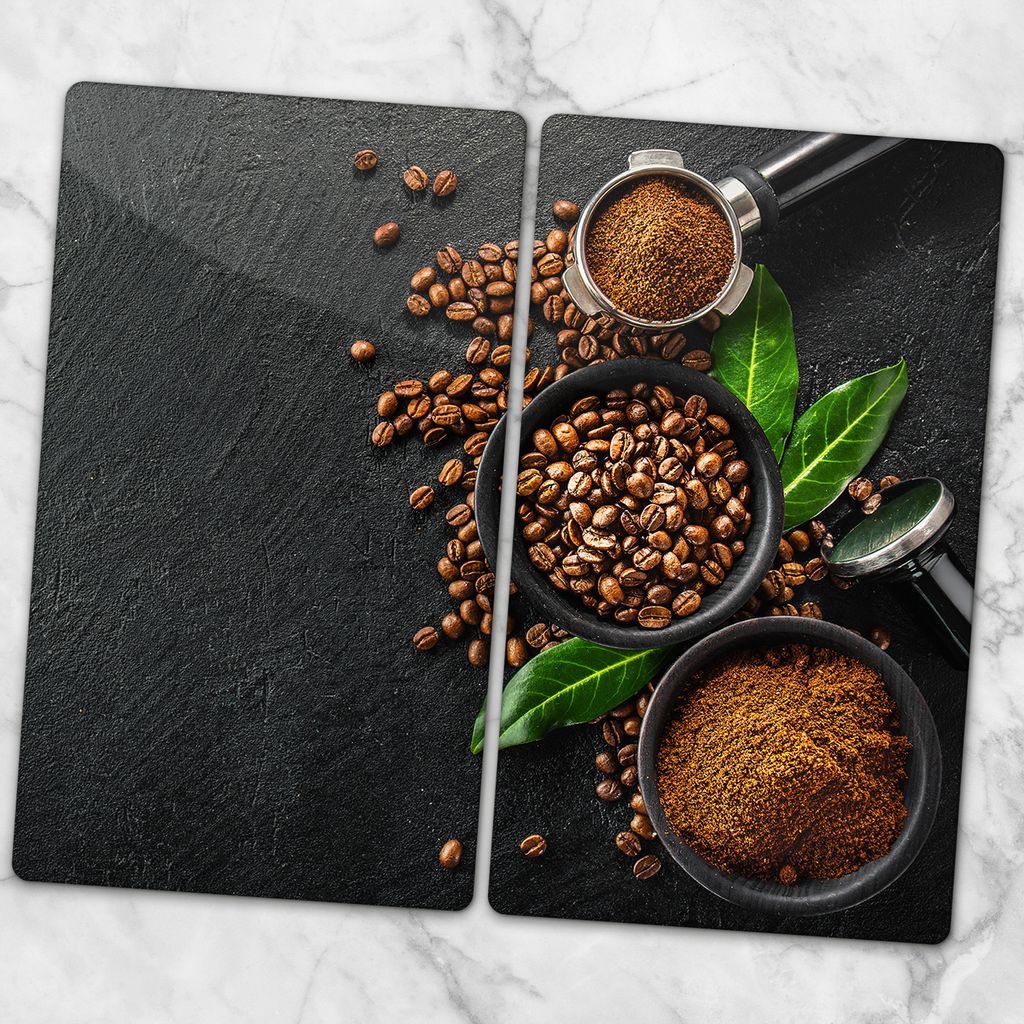Glas-Herdabdeckplatten Glaskeramikkochfeld-Abdeckung Spritzschutz Glas 2x30x52 cm - Kaffeebohnen Kaffee