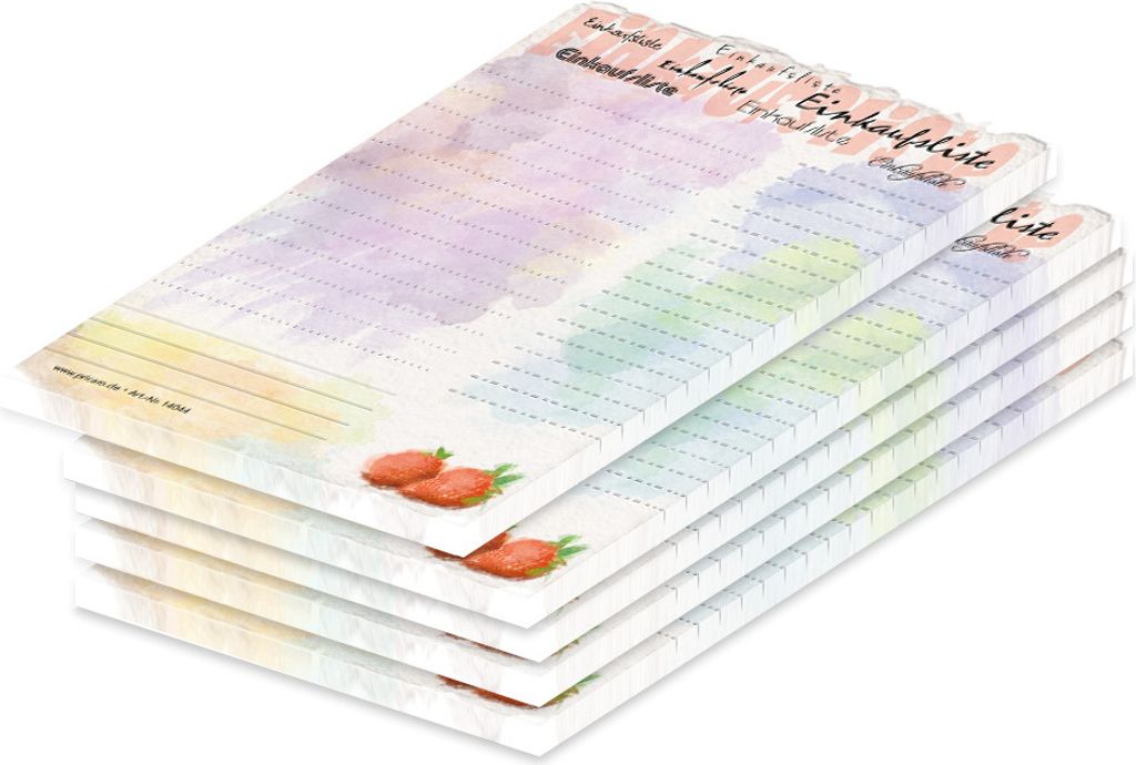 PRICARO Einkaufsliste "Aquarell", magnetisch, A6, 50 Blatt, 5 Stück