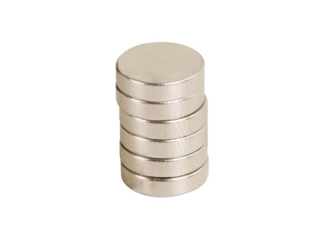 Velleman Magnet, ultra stark, 6 Stück, rund, Ø 12 x 3 mm, Neodym, Silber, ideal für Kühlschrank oder