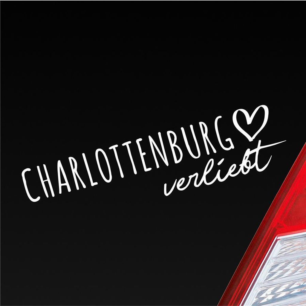Auto Aufkleber Charlottenburg verliebt Herz Stadt Heimat Liebe Car 19x5 cm Weiss Glanz Sticker Heckscheibenaufkleber