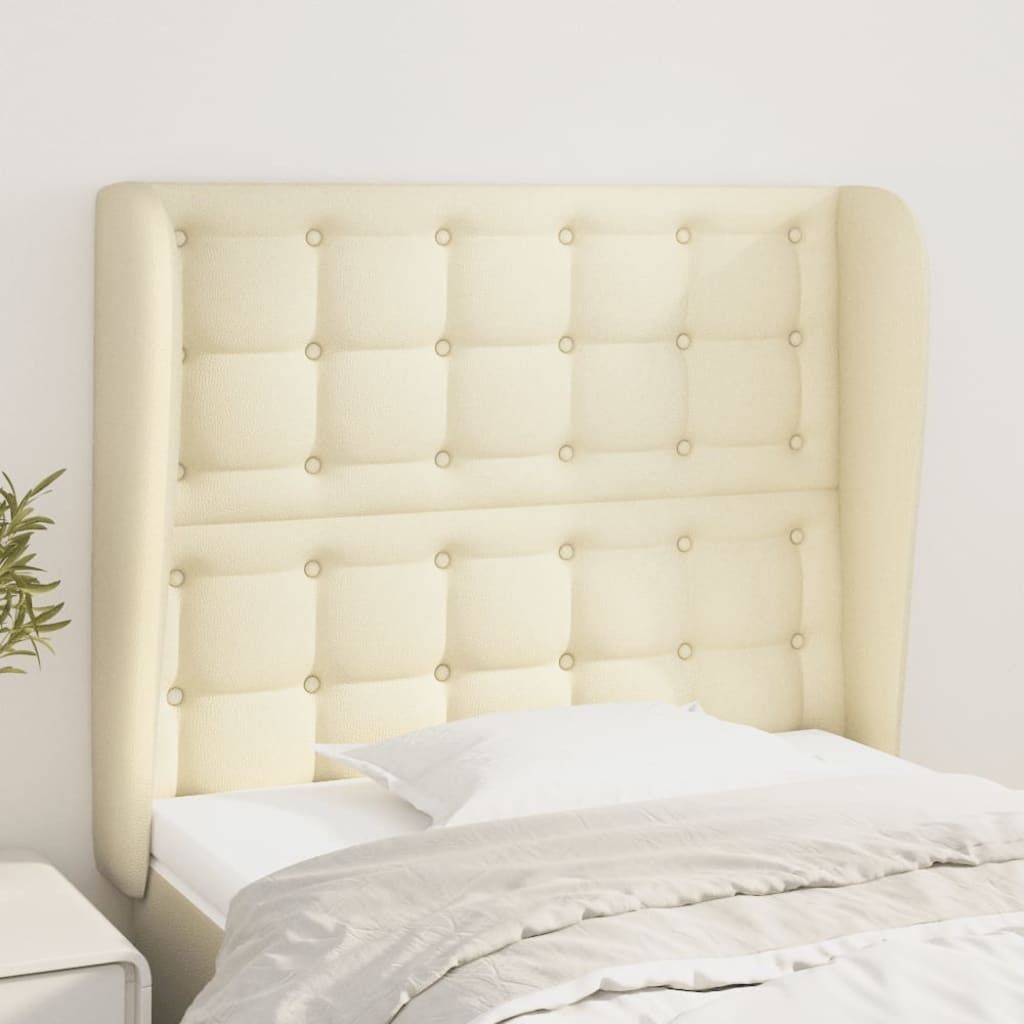 Langlebige Kopfteil mit Ohren Creme 83x23x118/128 cm Kunstleder Kopfteile Möbel9898