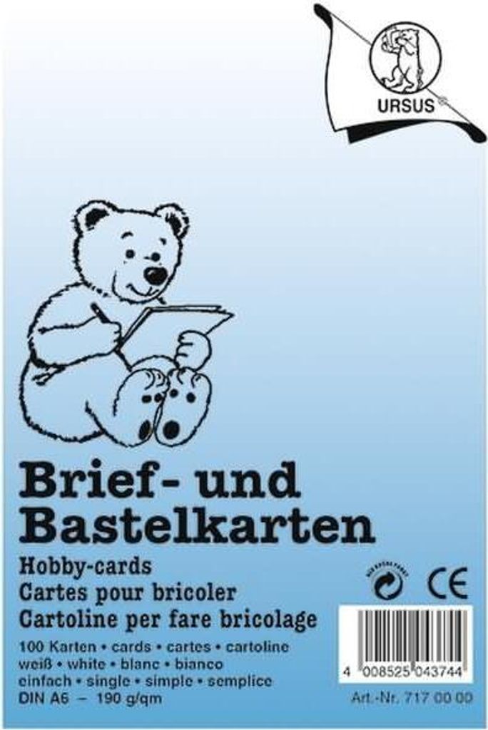 Briefkarten A6 einfach VE=100 Stück weiß