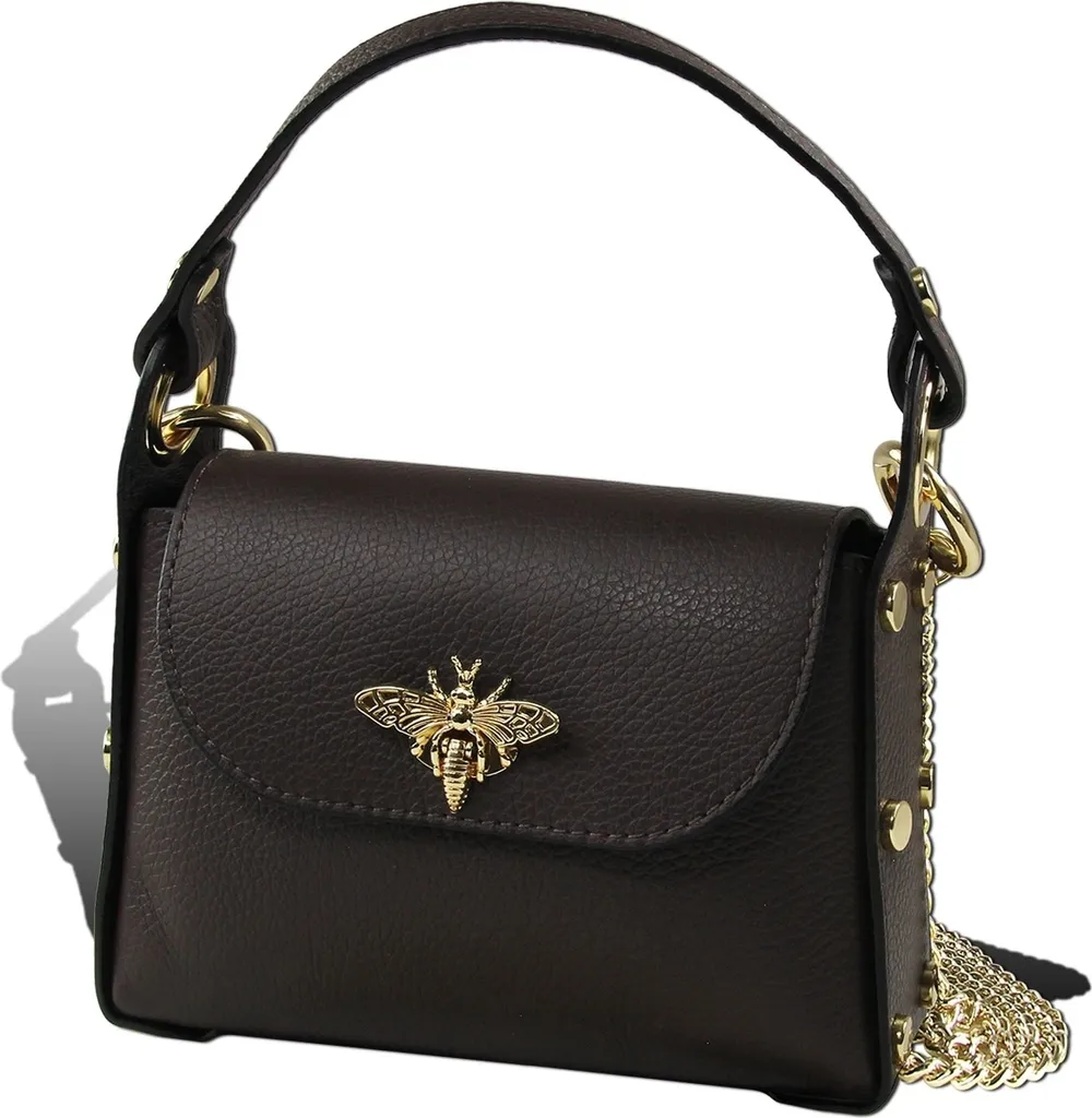 Sac en cuir véritable Toscanto marron foncé avec finitions premium