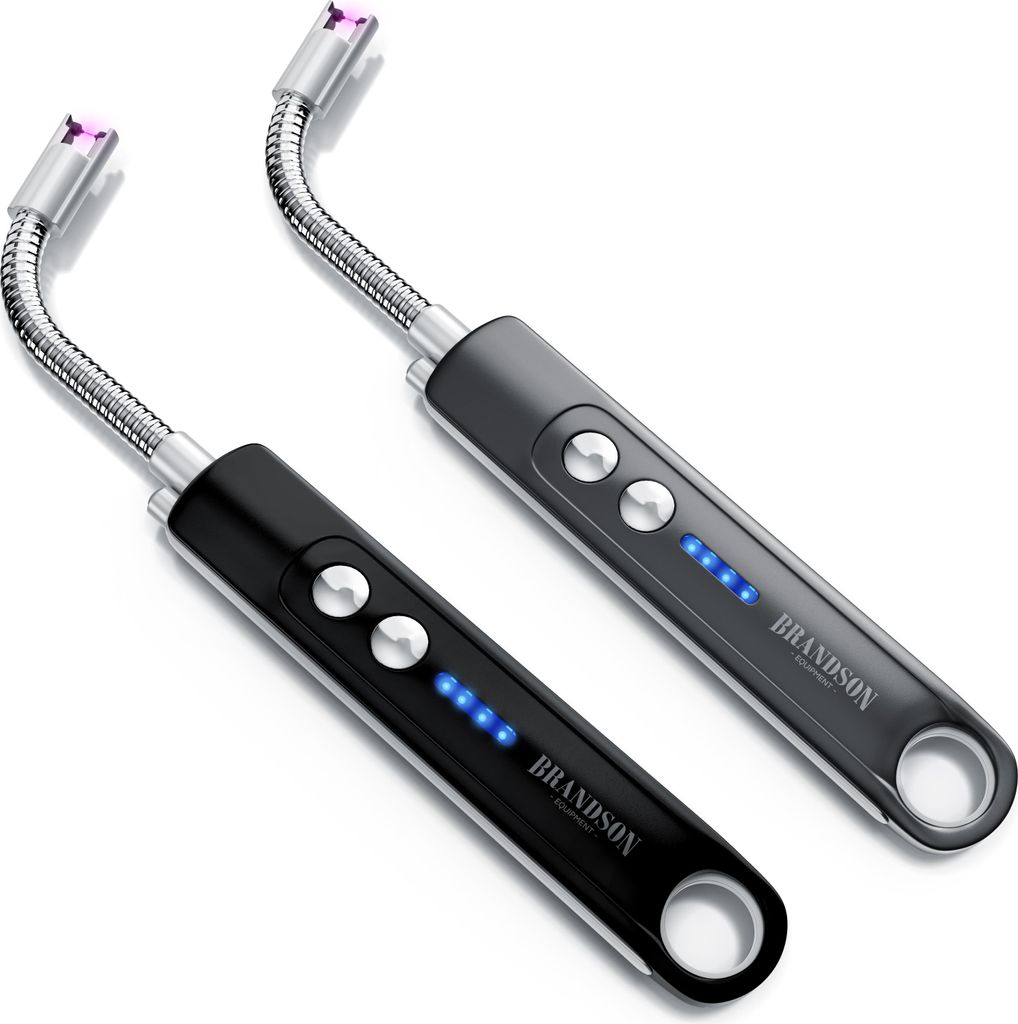 Brandson 2x Feuerzeug elektrisch, Lichtbogen Stabfeuerzeug, USB aufladbar, Kerzenanzünder für Küche, Kerzen, Gasherde, Grill, Kamin, 2er Set