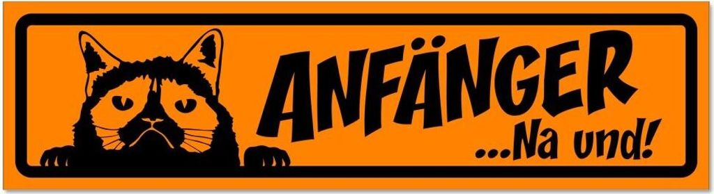 Kiwistar - Autoaufkleber - Orange - Schwarz - 20 x 5,3 cm - Anfänger NA und Katze invertiert - Hinweis Aufkleber Sticker für Auto, Kfz, Fahrrad, ...