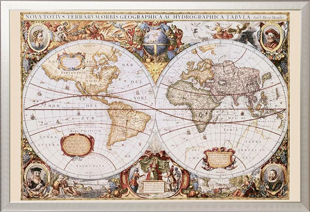Carte du monde sous vitre acrylique avec cadre robuste en alu Shinsuke