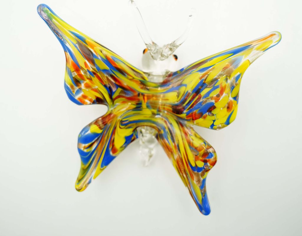 Glasfigur Schmetterling Höhe ca. 7cm/Länge ca. 18cm Bunt Handarbeit
