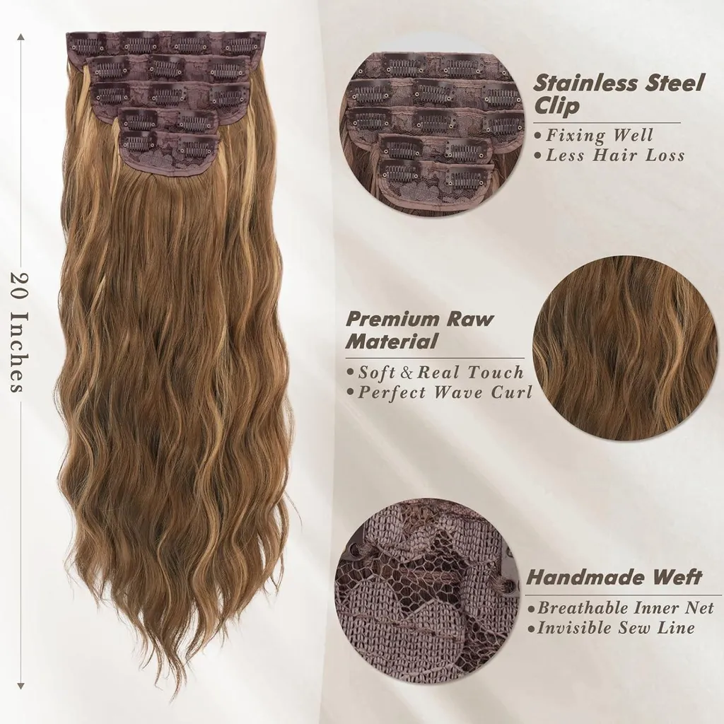 Extensions de Cheveux pour Mariage et Soirée 50cm Clips Ondulées - 3