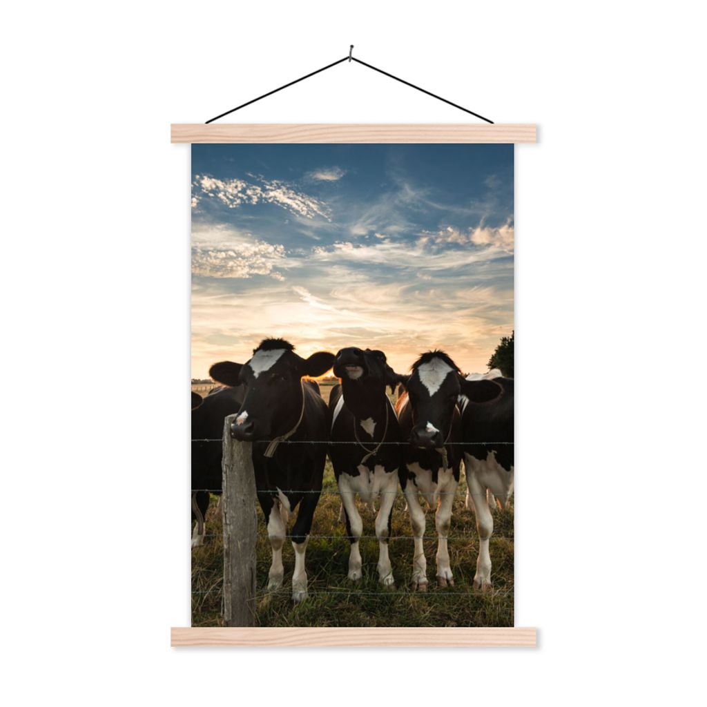 MuchoWow Textilposter Tiere - Kuh 40x60 cm mit holzfarbenen Rahmen - Poster