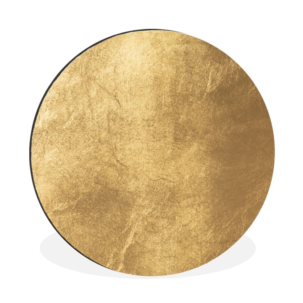 MuchoWow Aluminium Wandkreis Licht fällt auf eine goldene Wand Ø 60 cm Wanddeko Modern Wohnzimmer - Wand Kreis - Wandbild - Schlafzimmer - Alum...