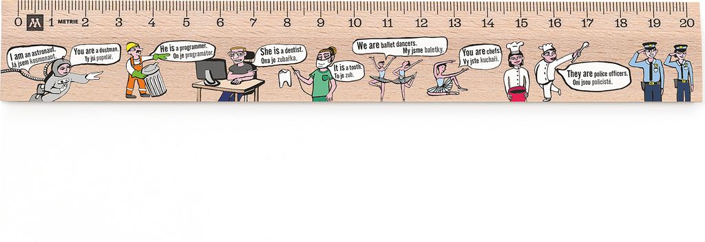 20 cm Holzlineal | Bedrucktes Englische Pronomen | Metrie