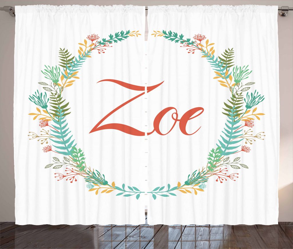 ABAKUHAUS Zoe Rustikaler Gardine, Blühendes Natur-Laub, Schlafzimmer Kräuselband Vorhang mit Schlaufen und Haken, 280 x 225 cm, Mehrfarbig