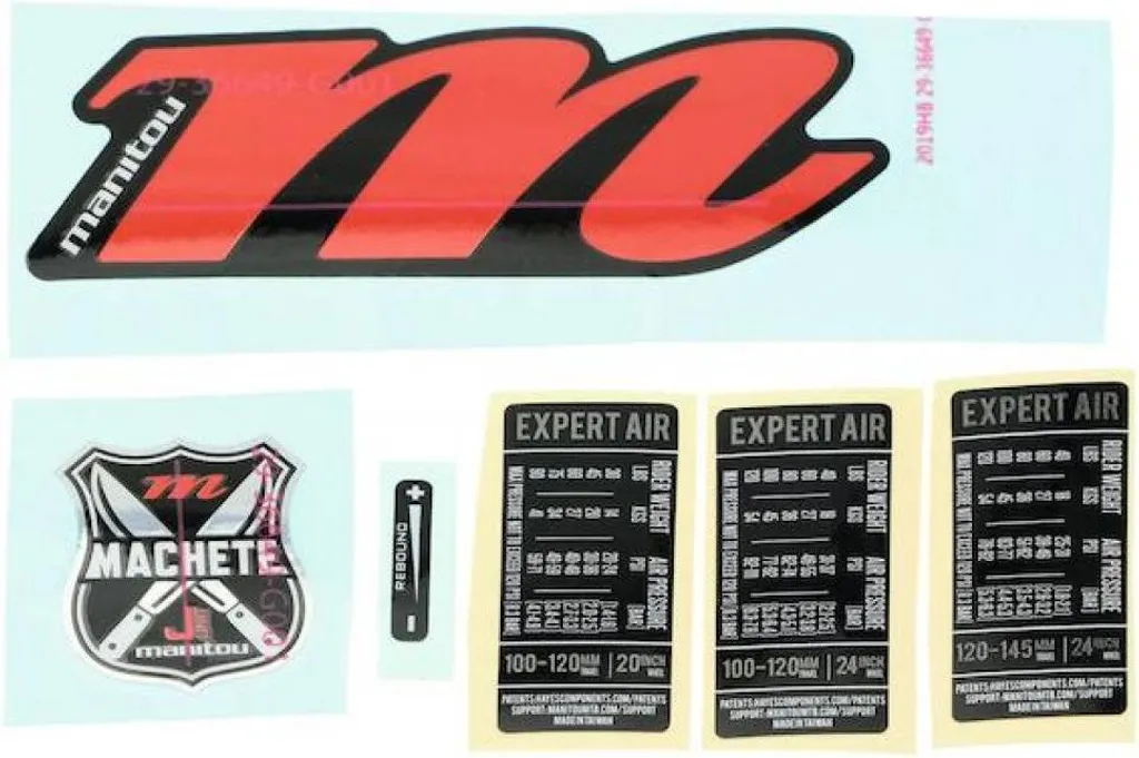 Kit autocollant de fourche Manitou Machete J-Unit 26 design vtt enfant