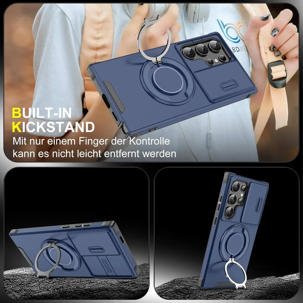 Custodia Militare S22 Ultra 5G: Doppio Strato Blu e Shield Camera - 4