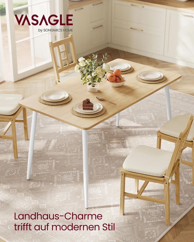 Esstisch - Küchentisch - Für 4–6 Personen - Hitzebeständige Oberfläche - Einfache Montage - Moderner Stil - Dunkel-Khaki