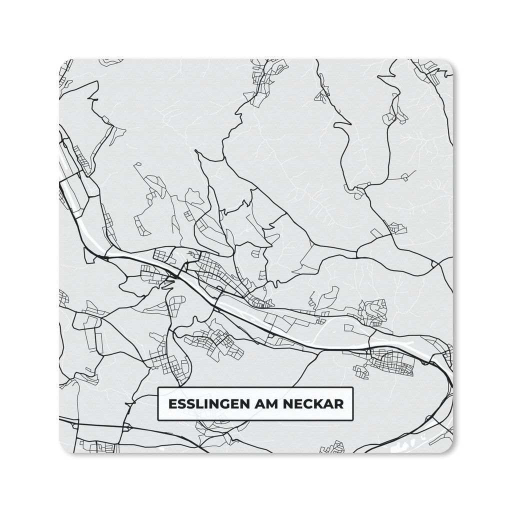 MuchoWow Mauspad Mousepad Deutschland - Karte - Esslingen Am Neckar - Karte - Stadtplan 20x20 cm - Mousepads - Maus Mat - Pad - Mausunterlage - D...