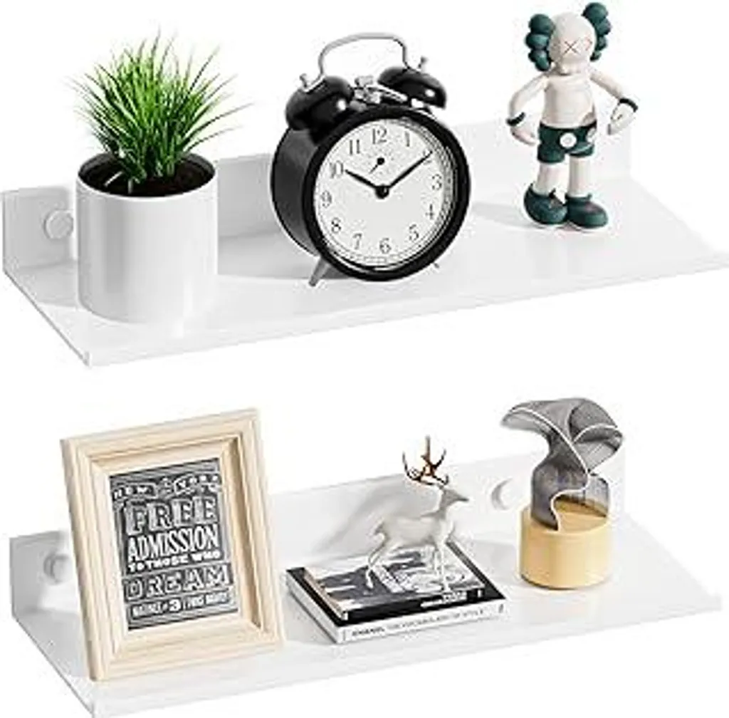 Wisfame Mensola Bianca 30cm Senza Foratura Set 2 Metallo Sospesa