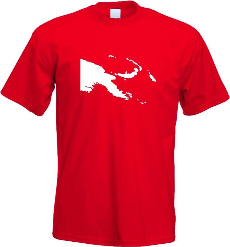 Kiwistar - T-Shirt - rot - Papua-Neuguinea Umriss Herren Funshirt Bedruckt Design Sprüche Spruch Motive - mit Motiv Bedruckt - Funshirt Design - S...