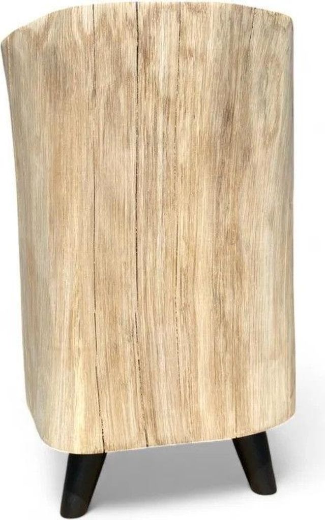 Rustikaler Couchtisch aus Eichenholz - Höhe 15cm - Natürlicher Stamm Natürlicher Stamm & schwarze Beine