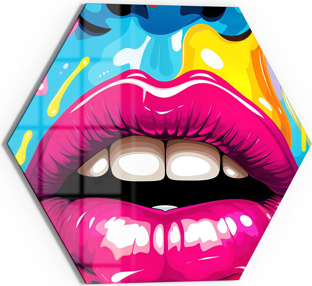 DEQOART Glasbild Echtglas 55x48 cm 'Kuss der Farben' Wandbild Bild modern Deko