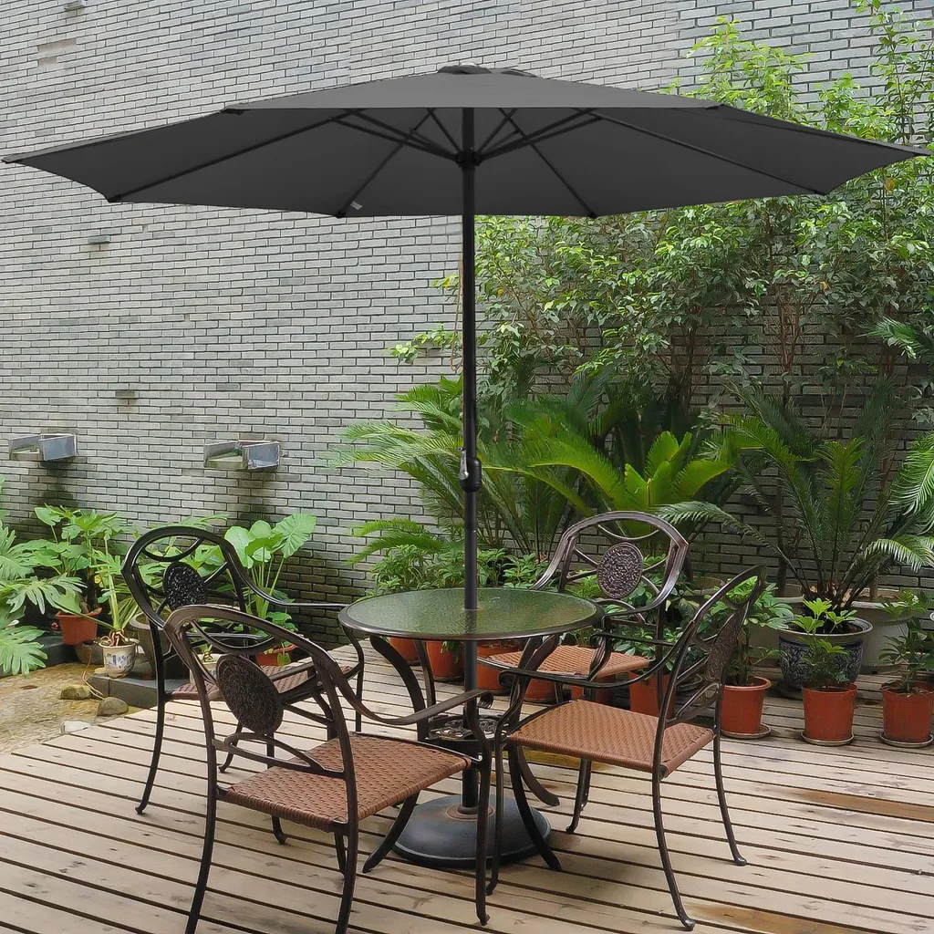 Ombrellone da Giardino Clanmacy 3.5m Grigio con LED Solari UV40+ - 6
