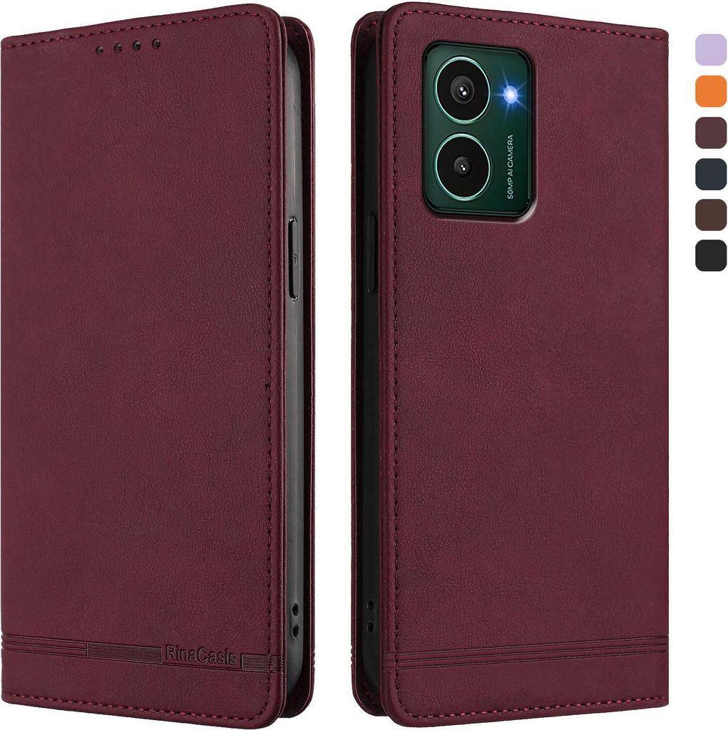 Hülle für HMD Pulse /Pulse+/Pulse Pro, Retro Kunstleder Ständer Klapphülle mit Kartenfächer und Magnetische Rot