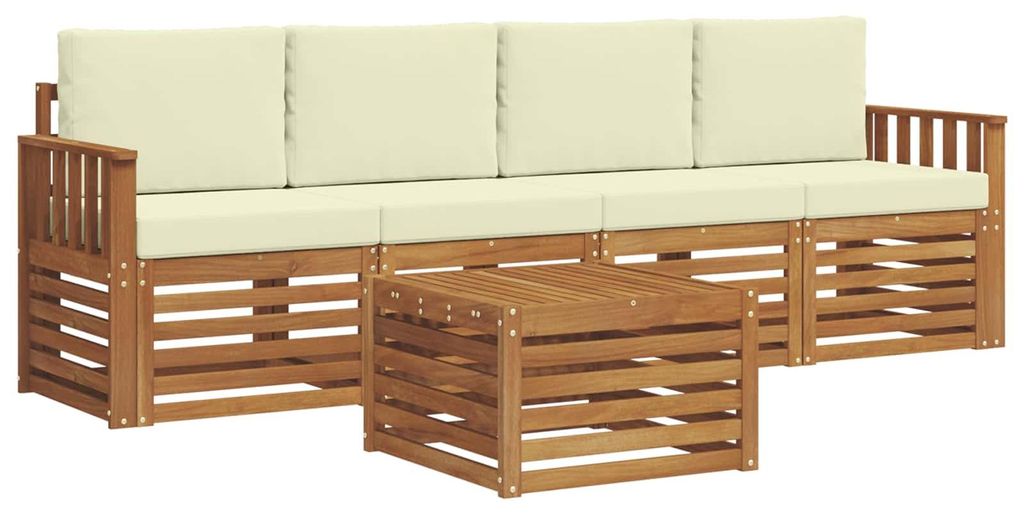 vidaXL Sofagarnituren 5 pcs Natur und Creme Massivholz Akazie