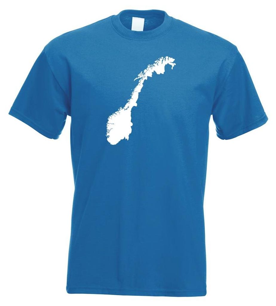 Kiwistar - T-Shirt - royal - Norwegen Umriss Kontur Herren Funshirt Bedruckt Design Sprüche Spruch Motive - mit Motiv Bedruckt - Funshirt Design -...