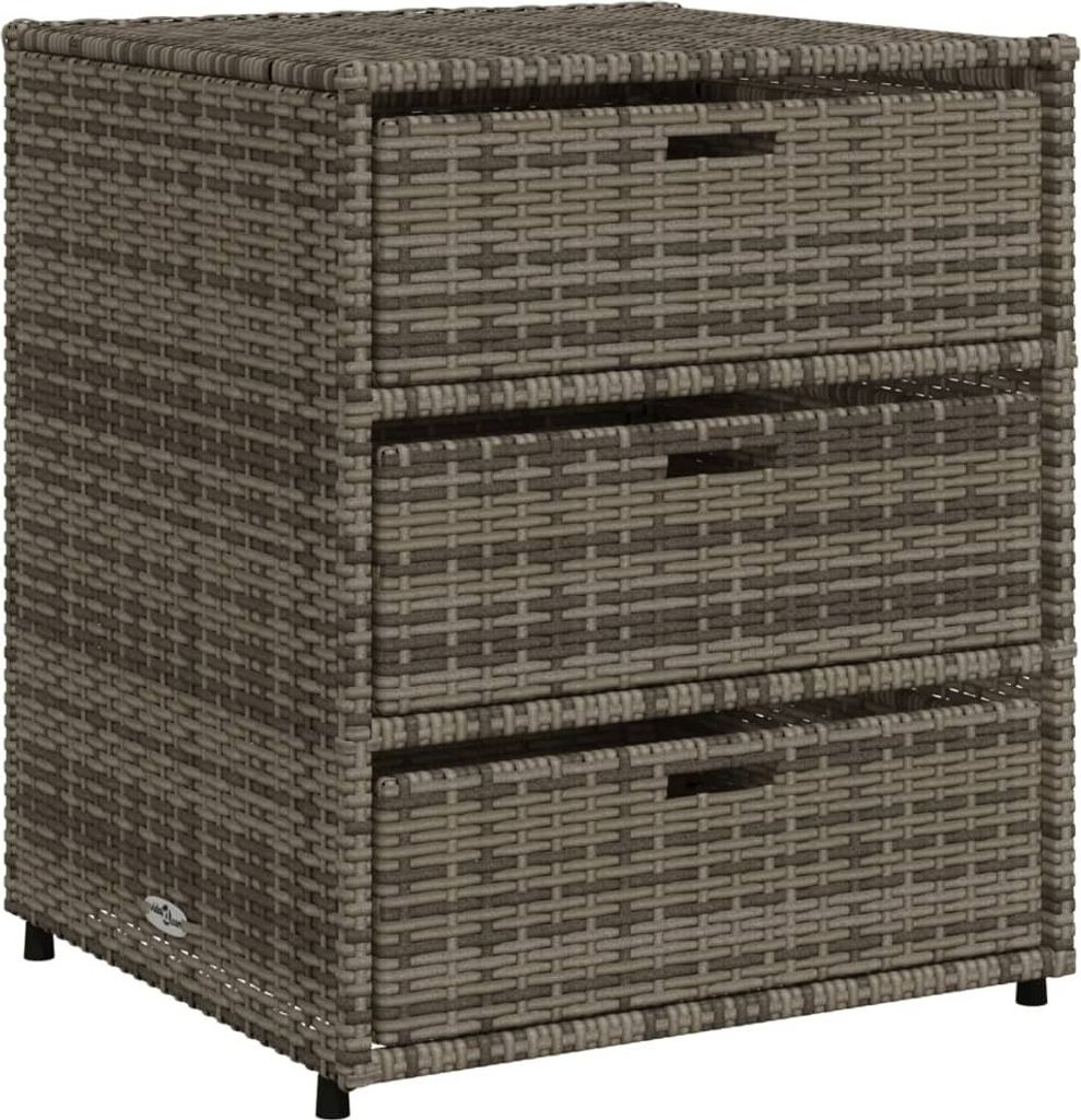 vidaXL Mobile da giardino grigio 55x59x69 cm in poly rattan Immagine del prodotto 