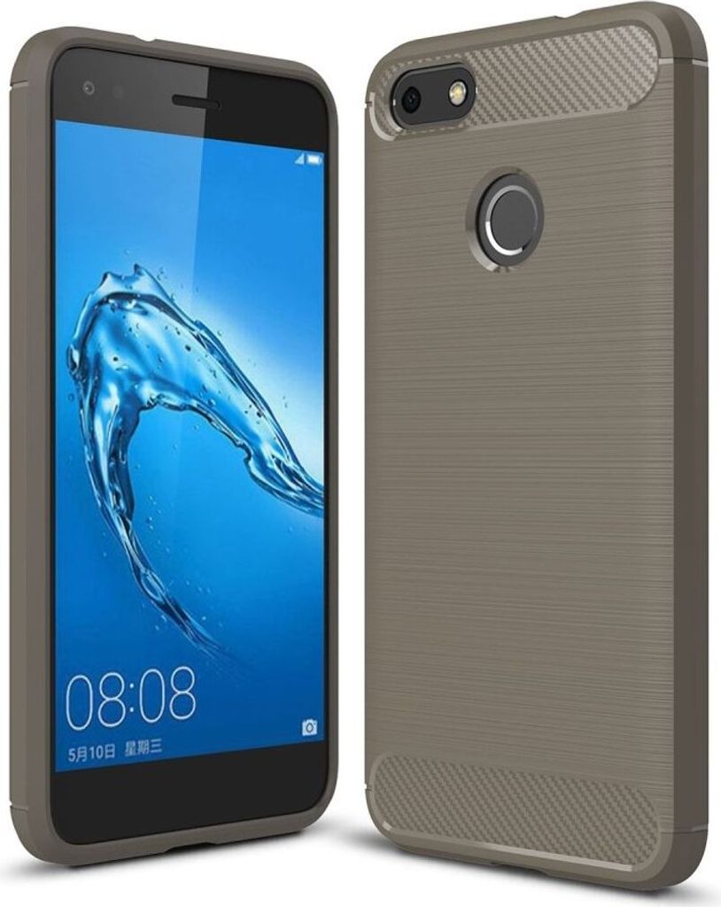 Schutzhülle Handyhülle für Huawei Y6 (2017) Case Cover Carbon Optik Grau