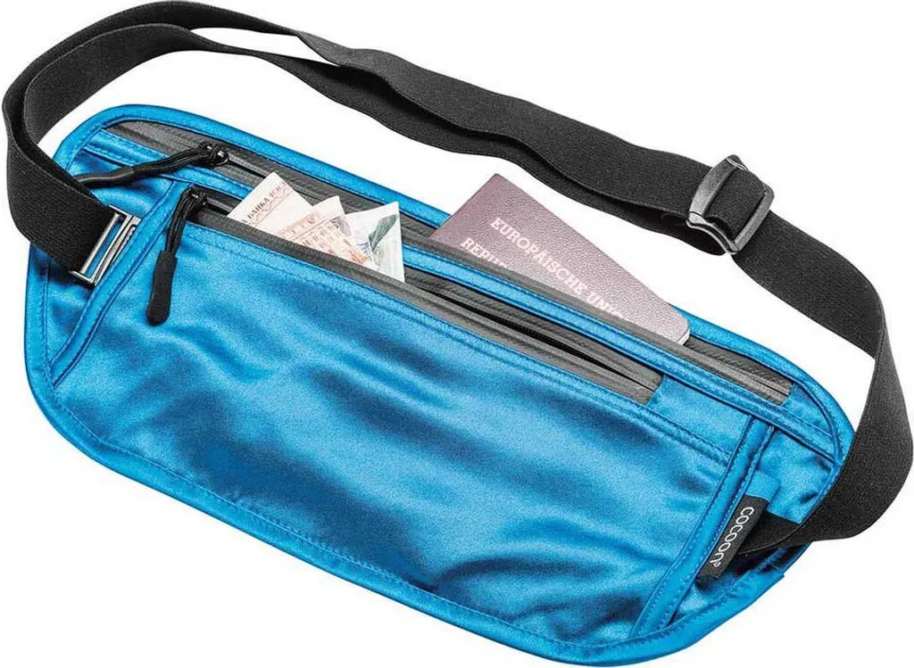 Ceinture de Voyage en Soie Portefeuille Discret Bleu - Cocoon Secret Silk