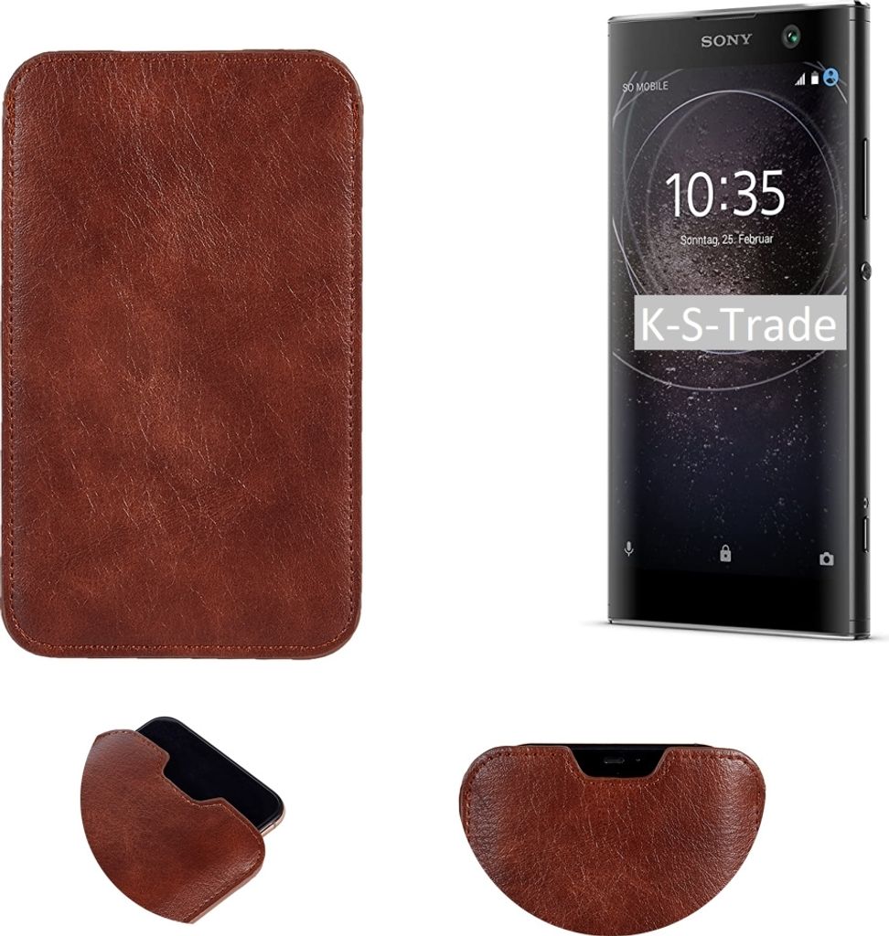 K-S-Trade Schutzhülle Handyhülle kompatibel mit Sony Xperia XA2 Handytasche Kunstleder Sleeve in braun